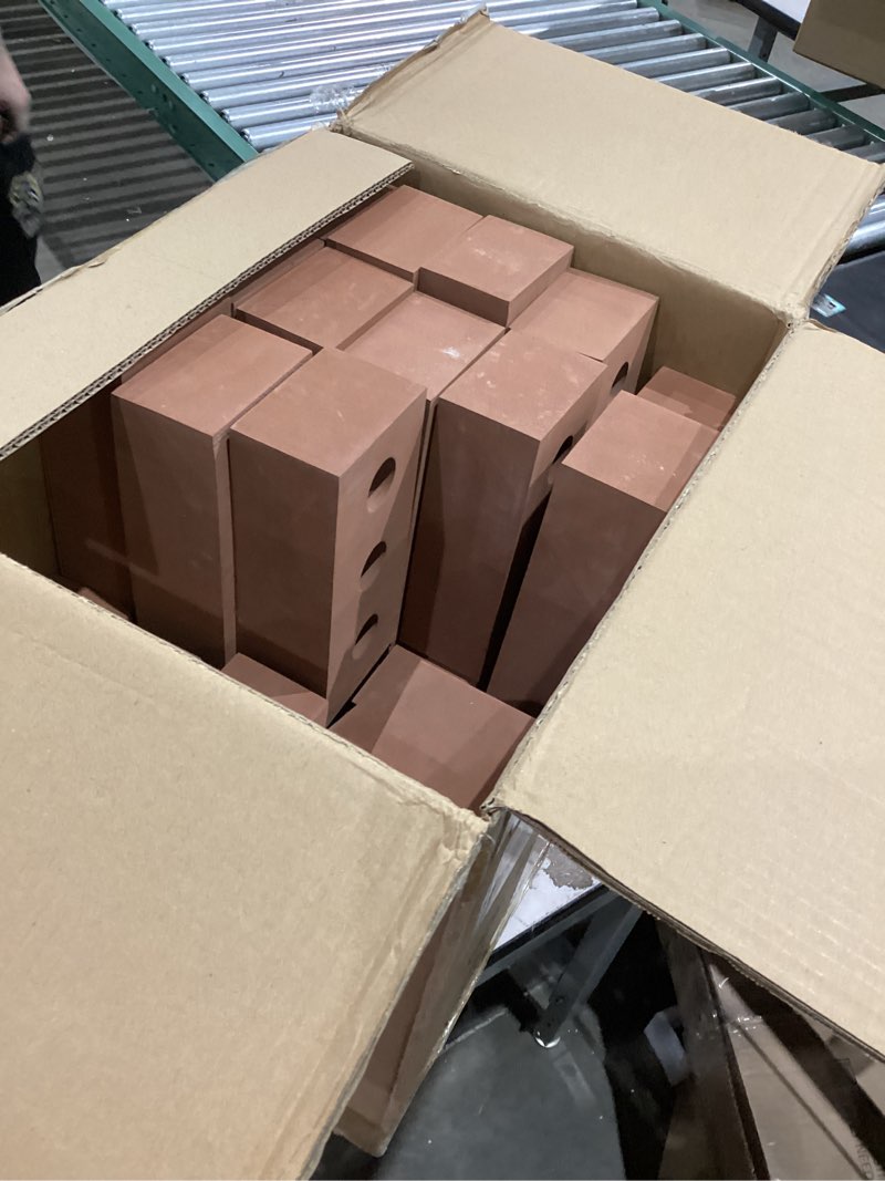 Deekin 25 Pcs Foam Brick Building Blocks and 12 Pcs Wooden Beam Foam Thick Cinder Blocks Large Fake Brick Builders Set for Construction and Stacking(Red)