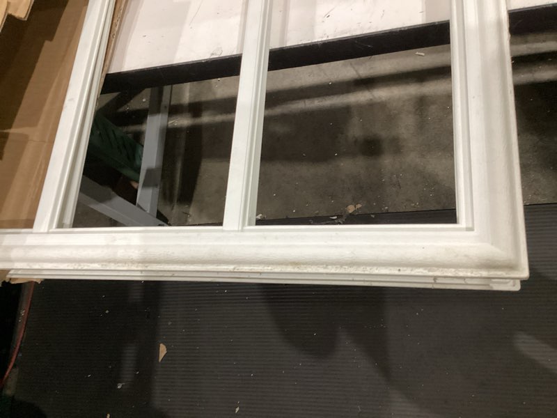 Condition photo showing As Is for pushglossy 20'' x 36'' entry door frame insert only replacement kit (glass not included) 9 lite exterior front door window frame grille inserts replacement kit for home improvement 20 x 36 9 lite