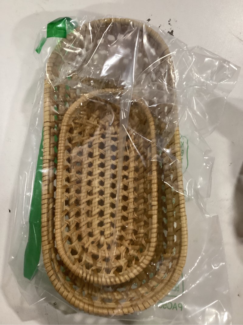 Leadigol 2PCS Small Wicker Bread Basket, Woven Tabletop Food Fruit Vegetables Serving Basket, Bread 