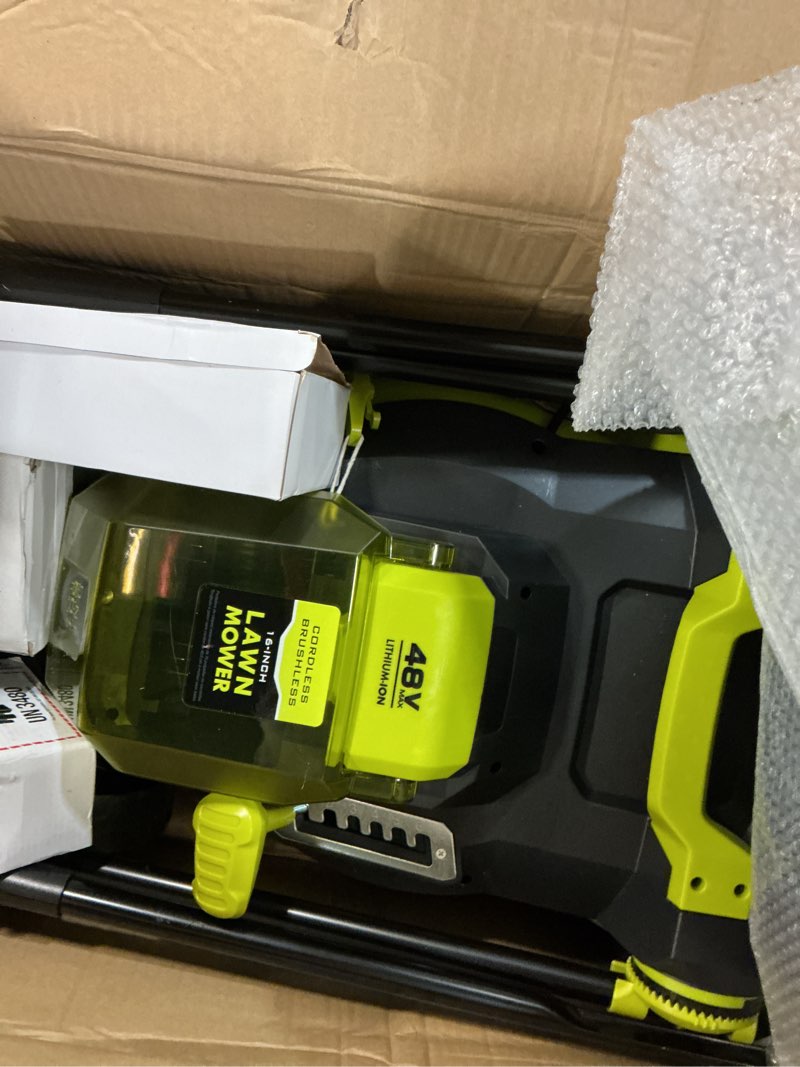 Condition photo showing Good Condition for Sun Joe 24V-X2-16LM 48-Volt IONMAX Cordless Brushless Lawn Mower Kit, W/ 4.0-Ah Battery + Dual Port Charger & 12-Gallon Collection Bag, 16-Inch, Comfort Grip, One Touch 6-Position Height Adjustment Kit (w/ 2x 4.0-Ah Battery and Charger) 16-Inch Cordless Mower