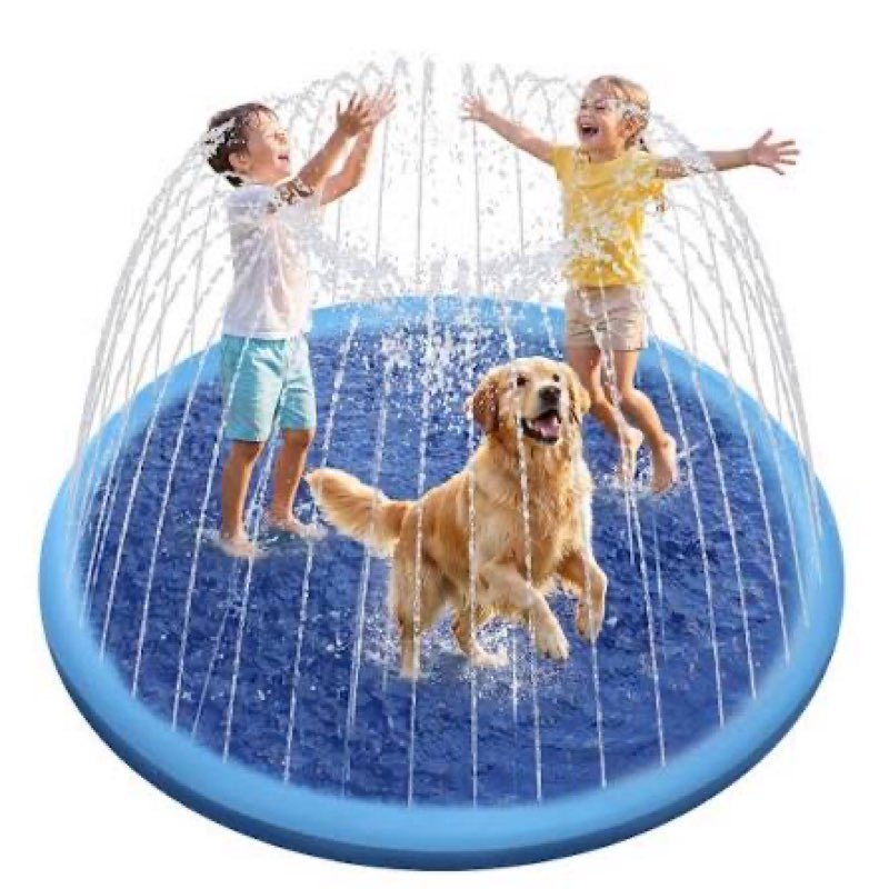 raxurt splash pad for kids and dogs, 118'' super large anti-slip splash sprinkler pad for baby toddl