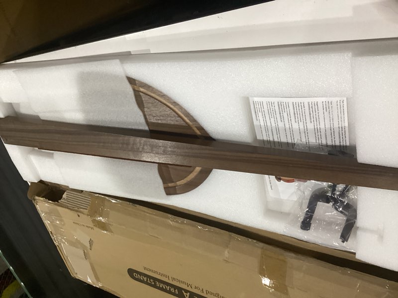 Condition photo showing Good Condition for bass guitar stand, walnut wood electric bass stand for home studio display | for bass/electric/banjo, with hanging yoke, single floor instrument holder, handcrafted, space saving, gifts for men