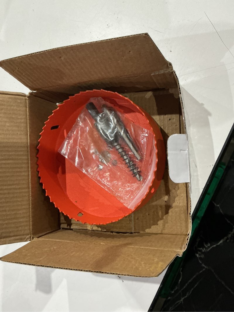 Condition photo showing Good Condition for 5-1/4 inch hole saw with arbor for metal wood plastic, 5.25 in bi-metal hole cutter for different project with smooth and flat drilling edge, fast chip removal