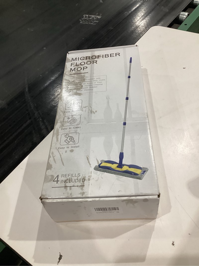 Condition photo showing New/Like New for Microfiber Mop Wood Floor Mops for Floor Cleaning - MEXERRIS Hardwood Floor Mop with 4X Mop Pads, Wet Dust Mop with Adjustable Handle Flat Mops for Commercial Home Use Hardwood Laminate Tiles Floors