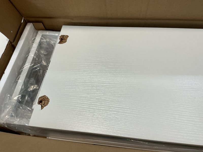 Condition photo showing As Is for Dresser for Bedroom with 8 Drawers, Anti-Tip Tall Fabric Chests Storage Organizer Tower Furniture with Wooden Top Metal Frame for Clothes, Closet, Living Room, Hallway, Entryway White 11.8"D x 31.4"W x 36.3"H (8 Drawers)