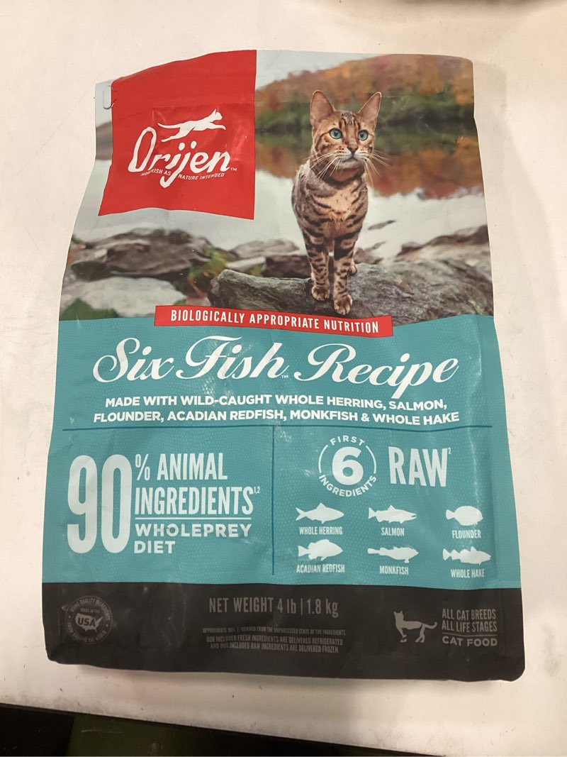 Condition photo showing New/Like New for Orijen Six Fish Biologically Appropriate Fresh Fish & Sea Vegetables Dry Cat Food  4 lb