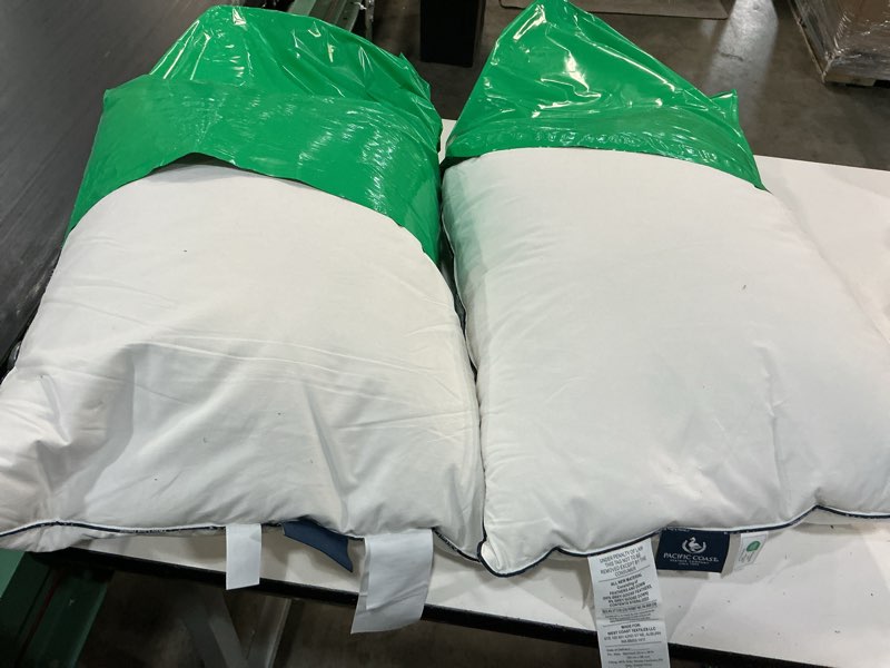 Condition photo showing As Is for pacific coast pillows queen size set of 2, goose feather and down pillow for sleeping, 3-chamber hotel pillow for side sleepers and back sleepers