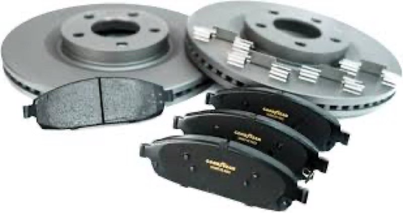 Goodyear Brakes PRK3607R | Rear Brake Kit w/Pair (2) of Coated Brake Rotors & Ceramic Brake Pads fit