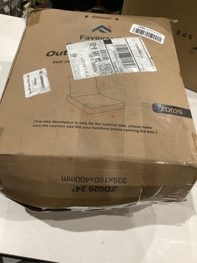 Condition photo showing As Is for Favoyard Outdoor Seat Cushion Set 19 x 19 Inch Waterproof & Fade Resistant Patio Furniture Cushions with Removable Cover Deep Seat & Back Cushion with Tie Straps for Chair Sofa Couch Beige 19 x 19 Inch