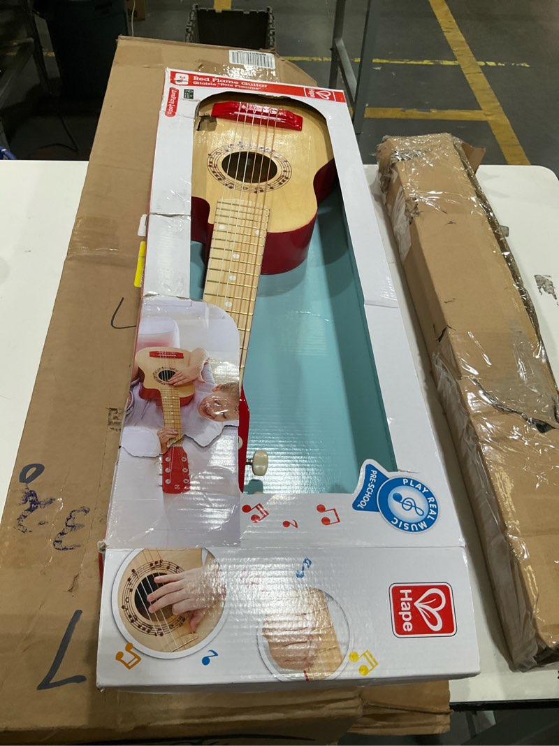 Condition photo showing Good Condition for hape kid's flame first musical guitar| 26 inch musical instrument with vibrant sound and tunable nylon strings, red