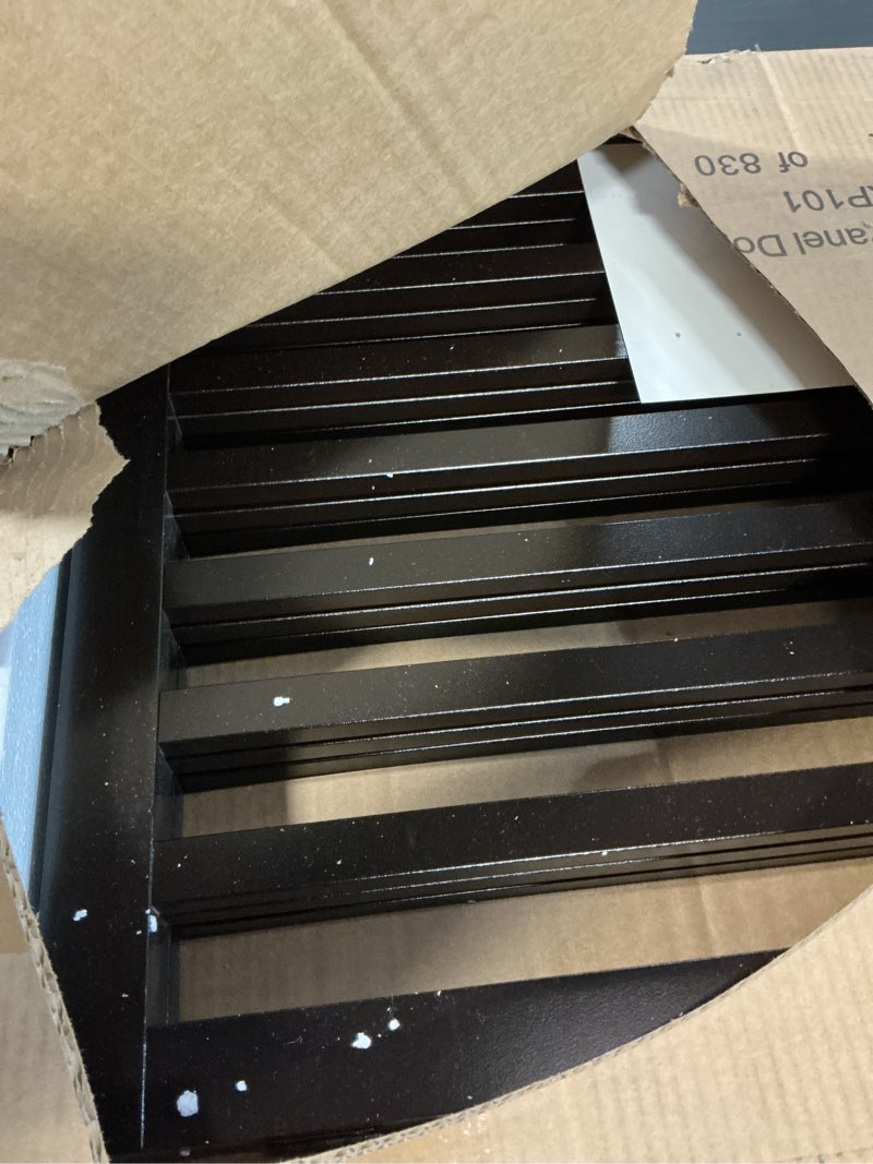 Condition photo showing As Is for pawland wooden freestanding foldable pet gate for dogs, 24 inch 4 panels step over fence, dog gate for the house, doorway, stairs, extra wide (espresso, 24" height-4 panels) espresso 24" height-4 panel