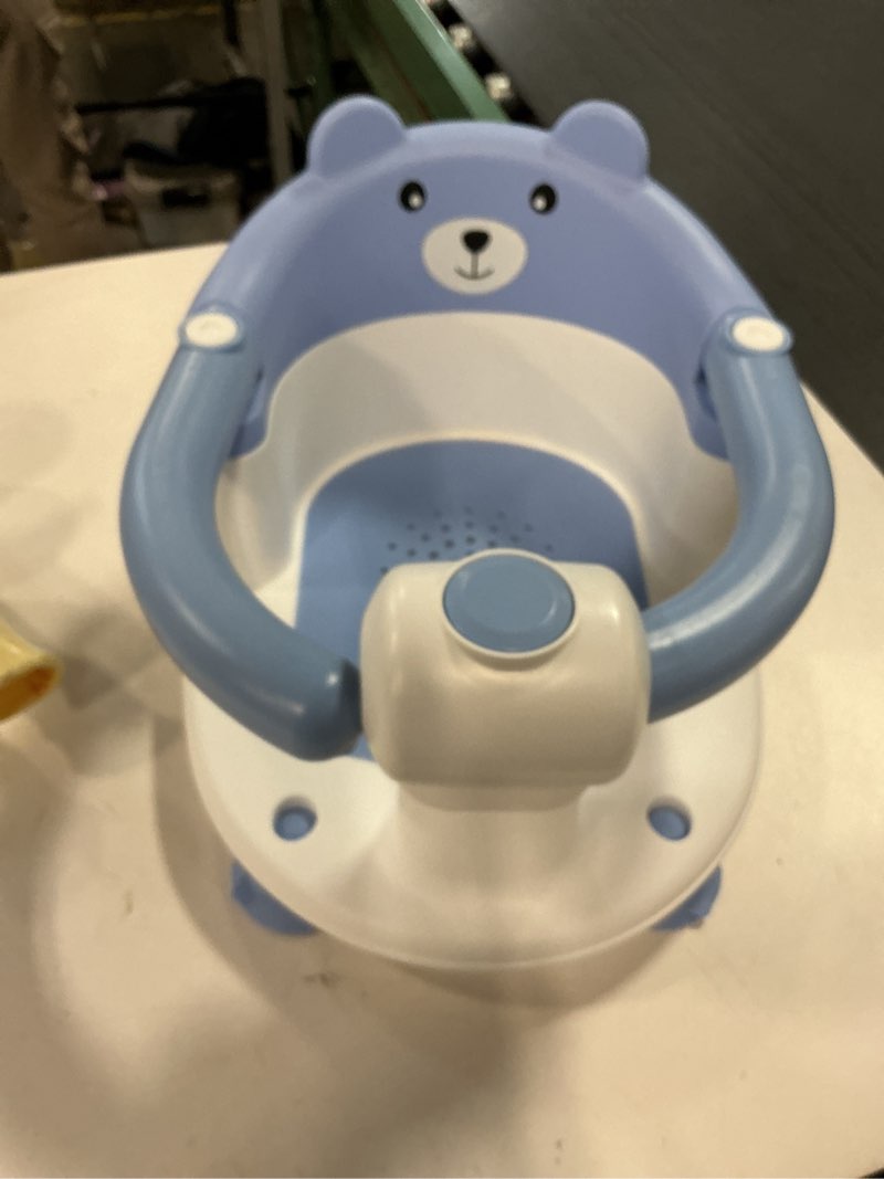 Condition photo showing Good Condition for Baby Bath Seat for Babies 6 Months & Up, Toddler Bath Seats for Babies Sitting Up, Non-Slip Infant Bath Tub Chair with 4 Suction Cups & Soft Cushion for Shower, Compact Toddler Bathtub Seat, Blue