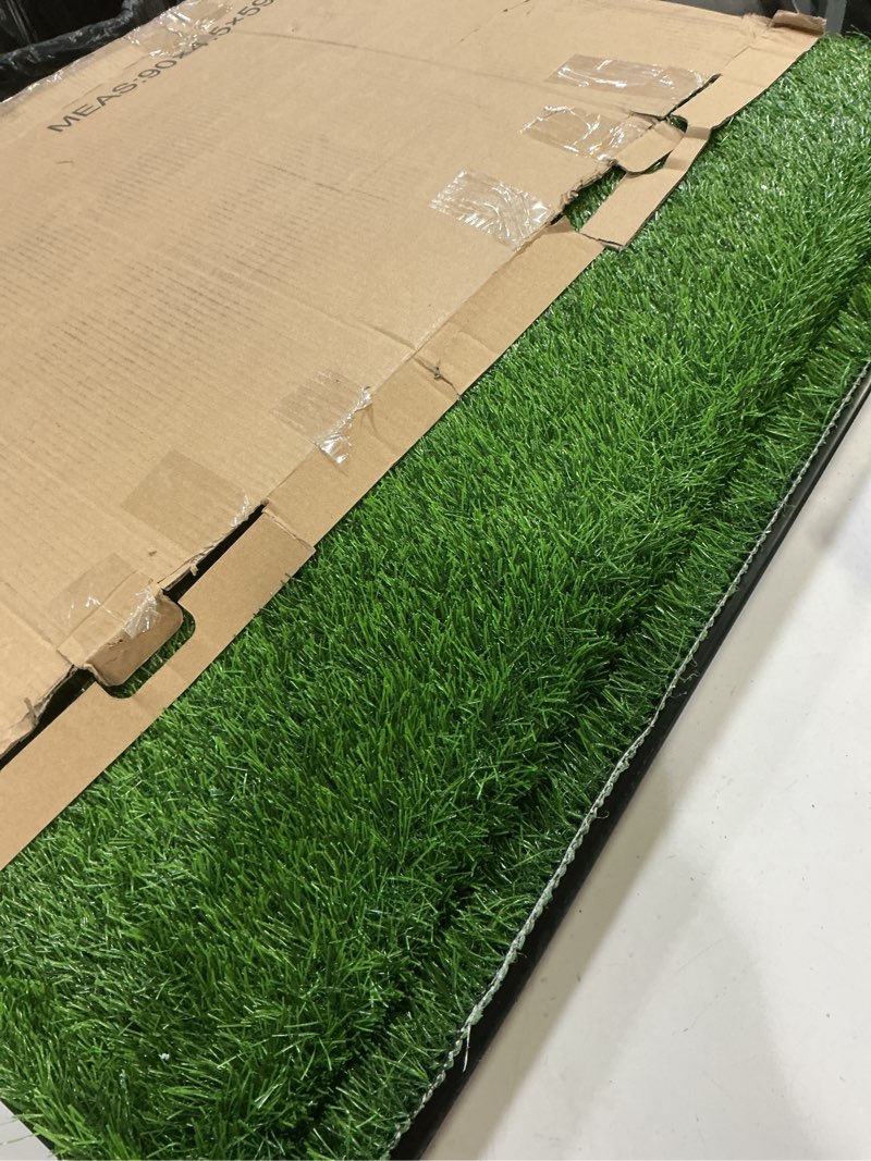 Condition photo showing Good Condition for loobani large dog grass pad with tray - 35x23in dog litter box with 2 artificial grass patch + 2 washable pee pads - quickly absorbency indoor outdoor potty for patio balcony apartment use 35"×23" (5-layer potty system)