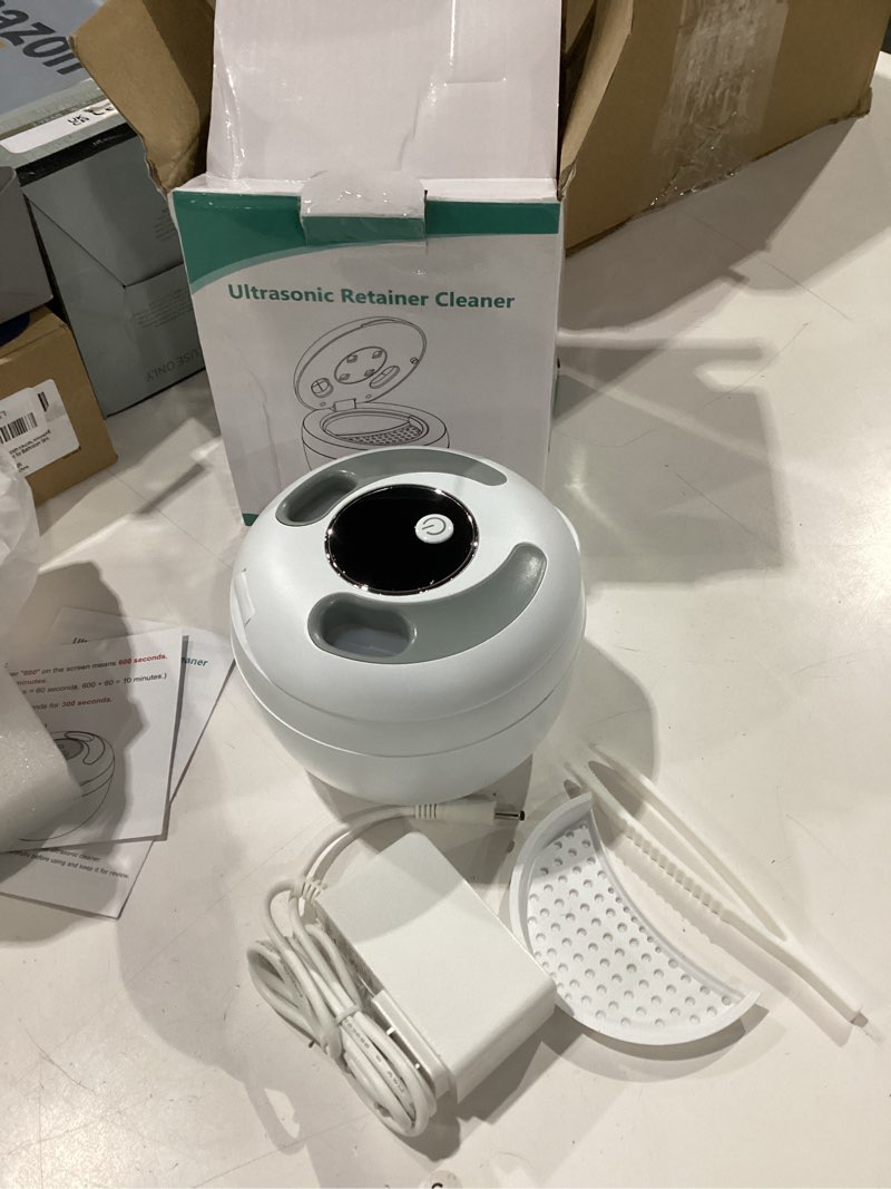 Condition photo showing Good Condition for Upgraded Ultrasonic Retainer Cleaner Machine, 45kHz Ultrasonic Dentures Cleaner for Night Guards, Braces, Aligner, Toothbrush, Jewelry and More, 200ML Capacity, White
