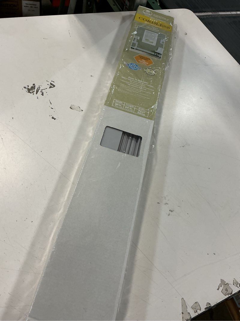 Condition photo showing Good Condition for Cordless Light Filtering Mini Blind - 30 Inch Width, 64 Inch Length, 1" Slat Size - Pearl White - Cordless GII Morningstar Horizontal Windows Blinds for Interior by Achim Home Decor 30"W x 64"H Pearl White