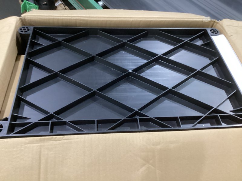 Condition photo showing As Is for maxworks 80774 3-shelf utility plastic cart with wheels-225 lbs maximum capacity , black 3 shelves