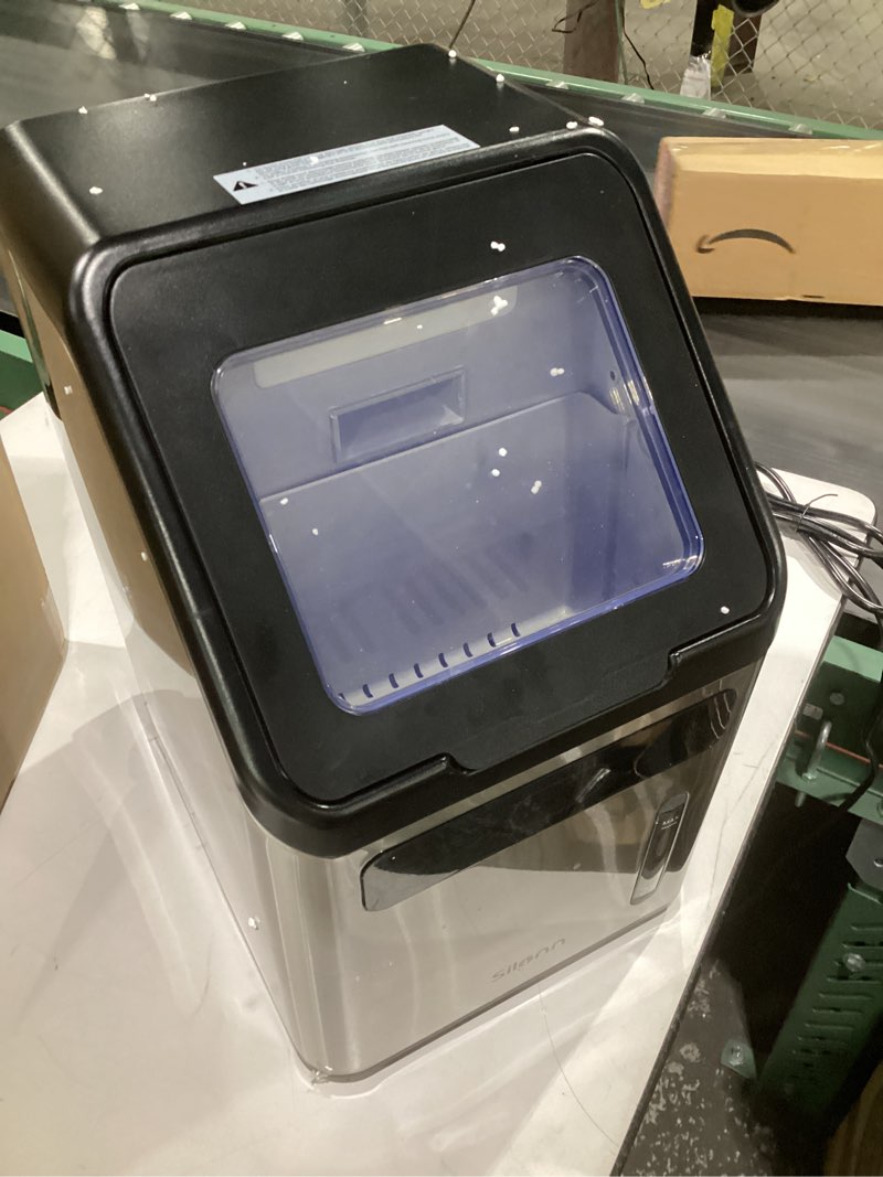 Condition photo showing As Is for (used,  not tested)silonn nugget ice makers countertop,timer pebble ice maker with soft chewable ice, 44lbs per day ice machine with self-cleaning,one-click operation, stainless steel argentum 44lbs