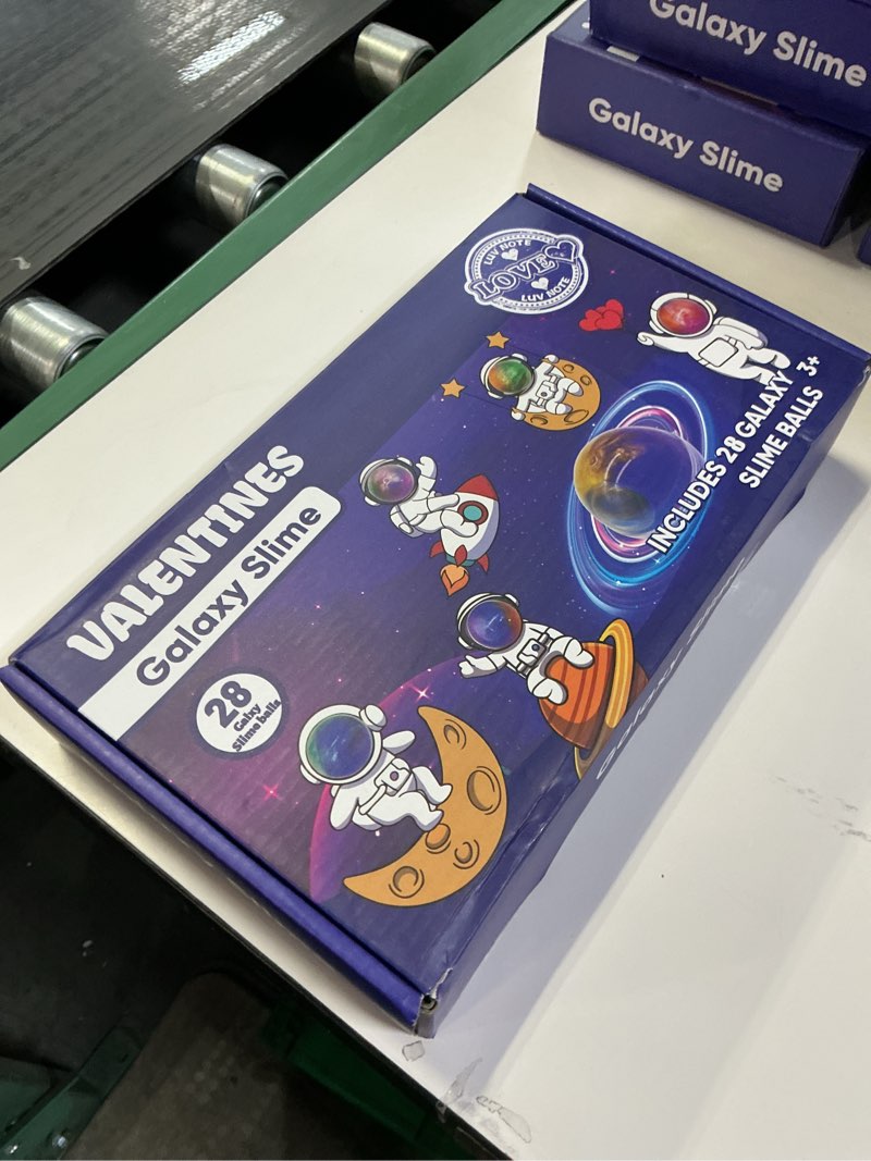 Condition photo showing New/Like New for 28 Pack Valentines Day Gifts for Kids Classroom, Galaxy Slime Valentines Day Cards for Kids School, 