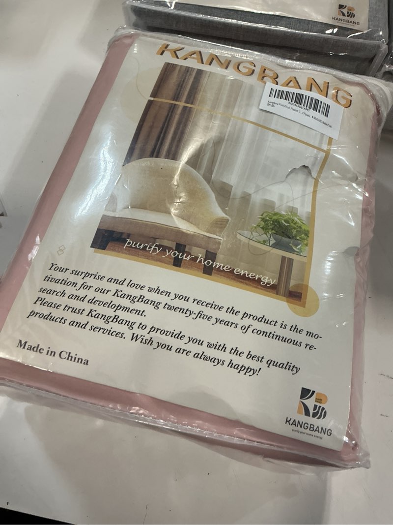 Condition photo showing New/Like New for kangbang pink pinch pleated curtains for sliding glass door 102 inches long, extra wide light blocking elegant modern window treatments for kids playroom with hooks 2 panels, w60xl102, baby pink baby pink 60"w x 102"l (pack of 2)