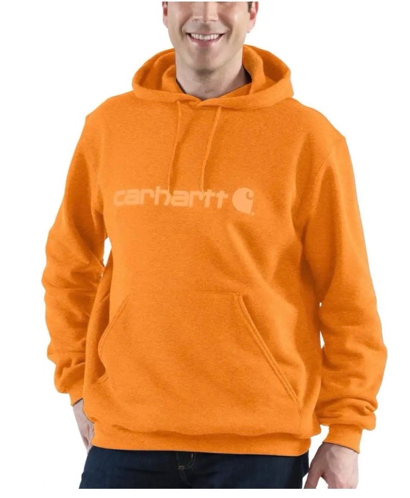 Carhartt Men's Loose Fit Midweight Logo Graphic Sweatshirt, Marmalade Heather, X-Small