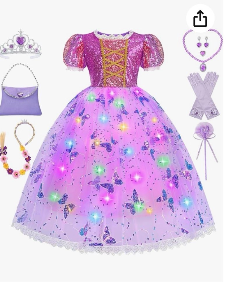 Hauarker Girls Princess Dress for rapunzel Costume Kids Halloween Birthday Outfits Gift Dress Up 