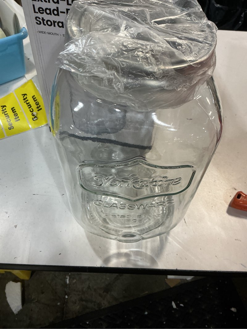 Condition photo showing New/Like New for catpower 2 gallons x-large glass jar with mouth canning jar kitchen storage jar cookie candy penny jar with stainless steel screw lid