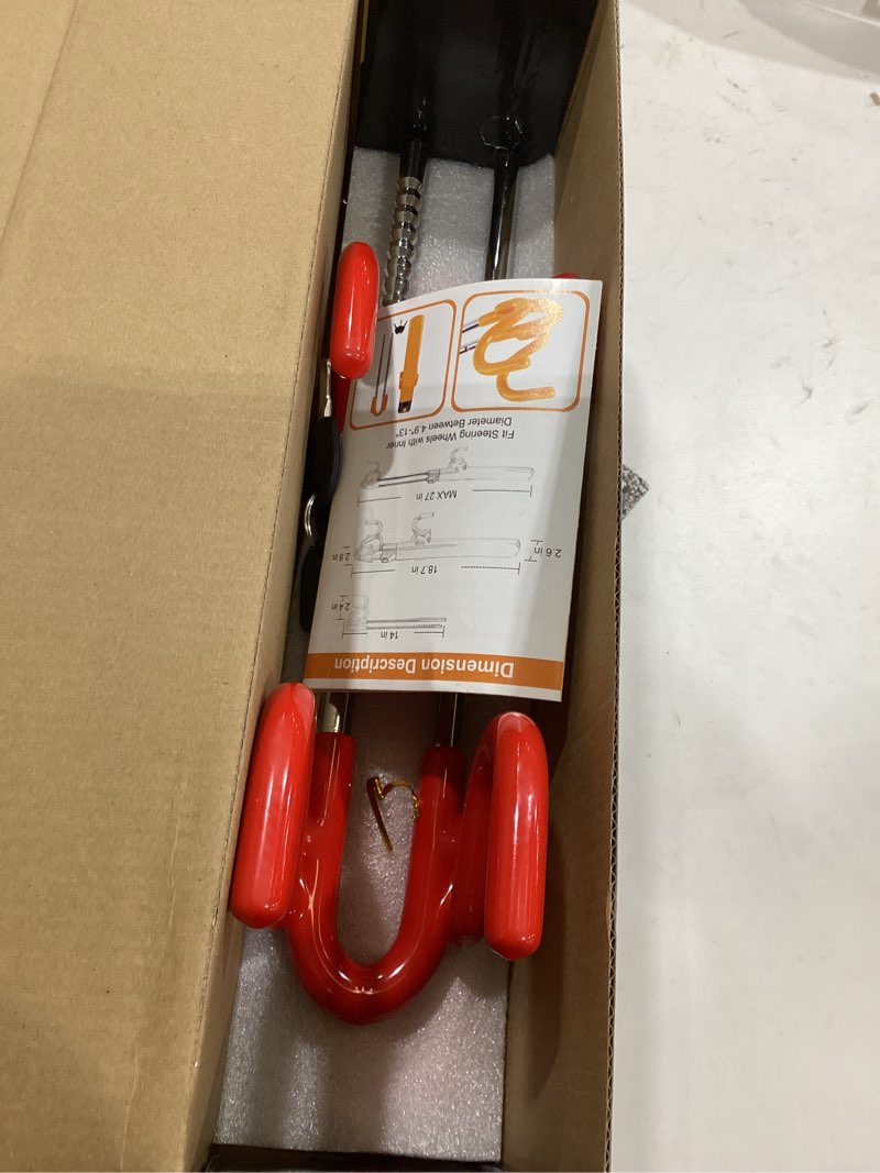 Condition photo showing Good Condition for Tevlaphee Steering Wheel Lock Anti-Theft Car Device Heavy Duty Security Car Lock Antitheft Locking Devices Great Deterrent Adjustable Car Wheel Lock Anti Theft for Vehicle Truck SUV with 3 Keys (Red)