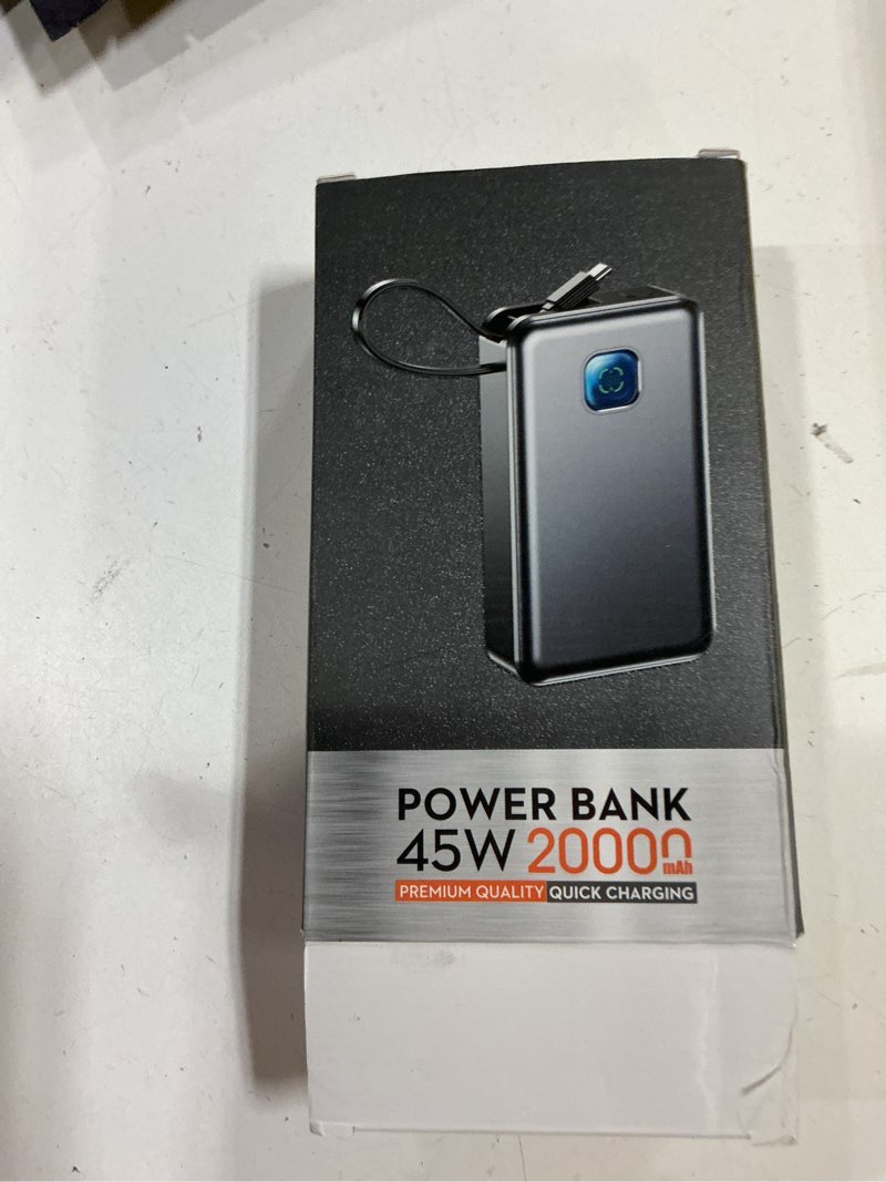 Condition photo showing New/Like New for portable charger power bank, 20,000mah pd 45w fast charging external battery pack with built-in usb-c cable, travel phone charger with usb-c&a output for iphone 17 16 15, ipad, samsung (silver)