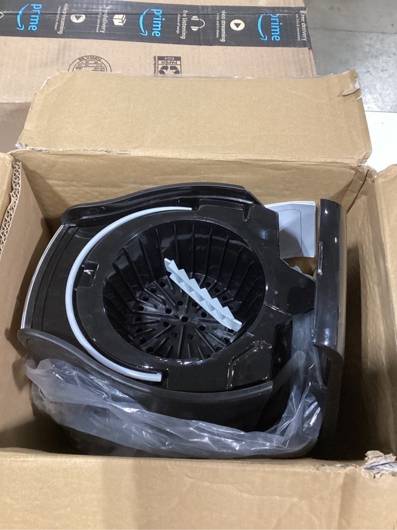 Condition photo showing As Is for Hamilton Beach One Press Programmable Dispensing Drip Coffee Maker with 12 Cup Internal Brew Pot, Water Reservoir, Black with Chrome (48464)