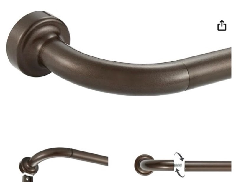 dark bronze disc curtain rods, 84-144 inches window curtain rod,adjustable room darkening drapery rod with aluminum finials and brackets,wrap around design 84-144" dark bronze