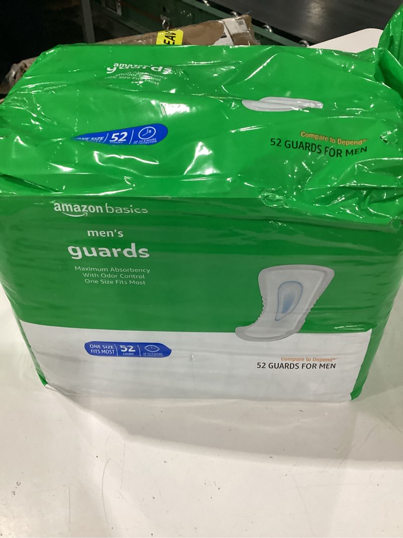 Condition photo showing New/Like New for amazon basics men's incontinence guards, maximum absorbency, 52 count, (1 pack of 52)