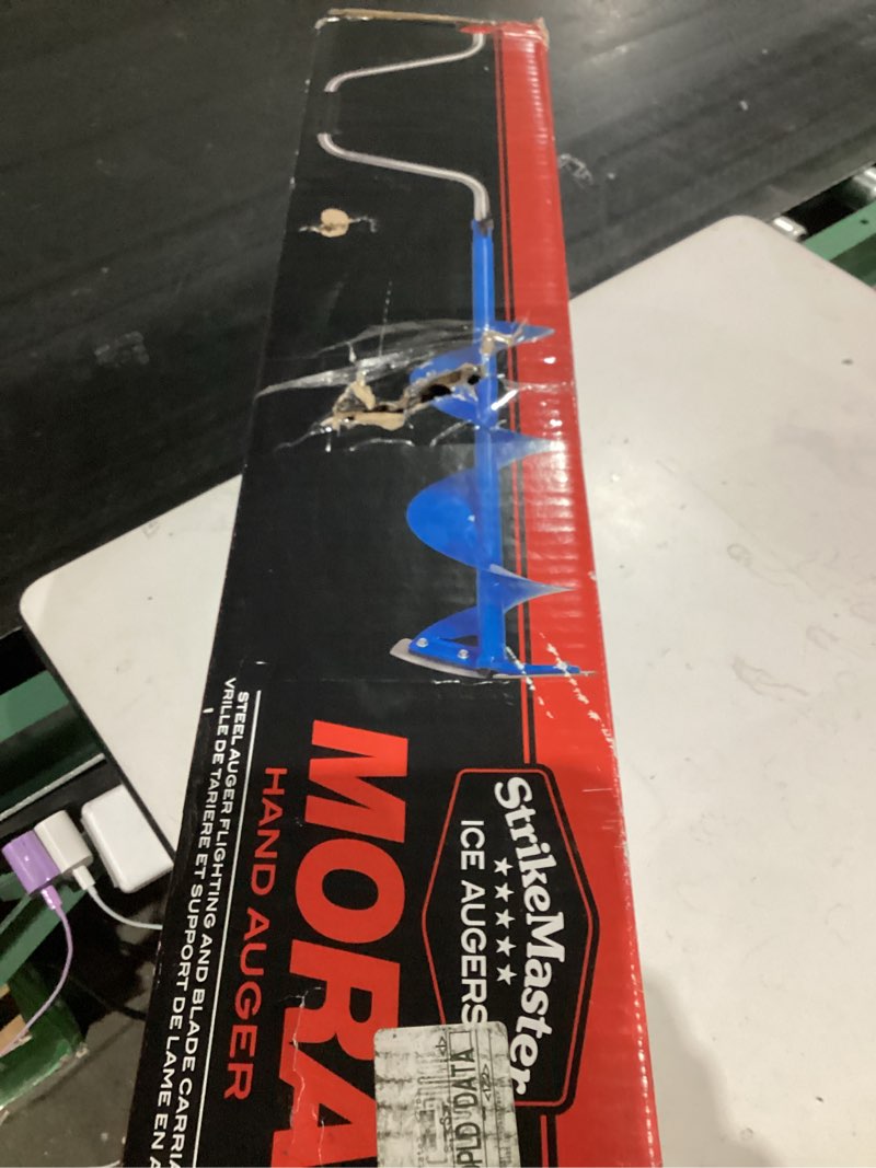 Condition photo showing Good Condition for strike master mora 2-piece hand auger, lightweight powder blue ice auger with high-performance steel blades and adjustable handle 7"