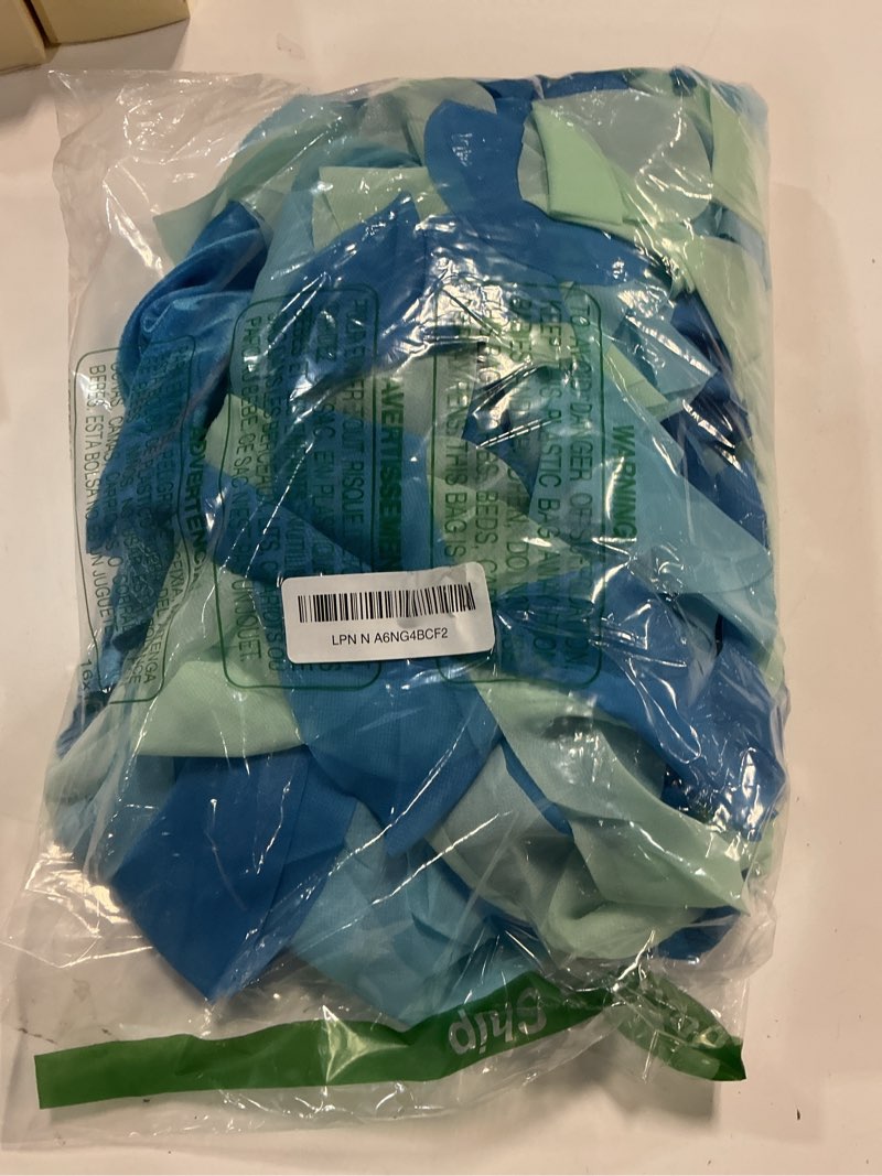 Condition photo showing item condition for leegleri 6FT Tulle Ruffle Curly Willow Table Skirt for Rectangle or Round Tables, Under The Sea Ocean Blue Baby Shark Themed Tutu Table Skirt for Baby Shower, Birthday Party Baby Blue 72" x 72" (Rectangle;Round;Square)