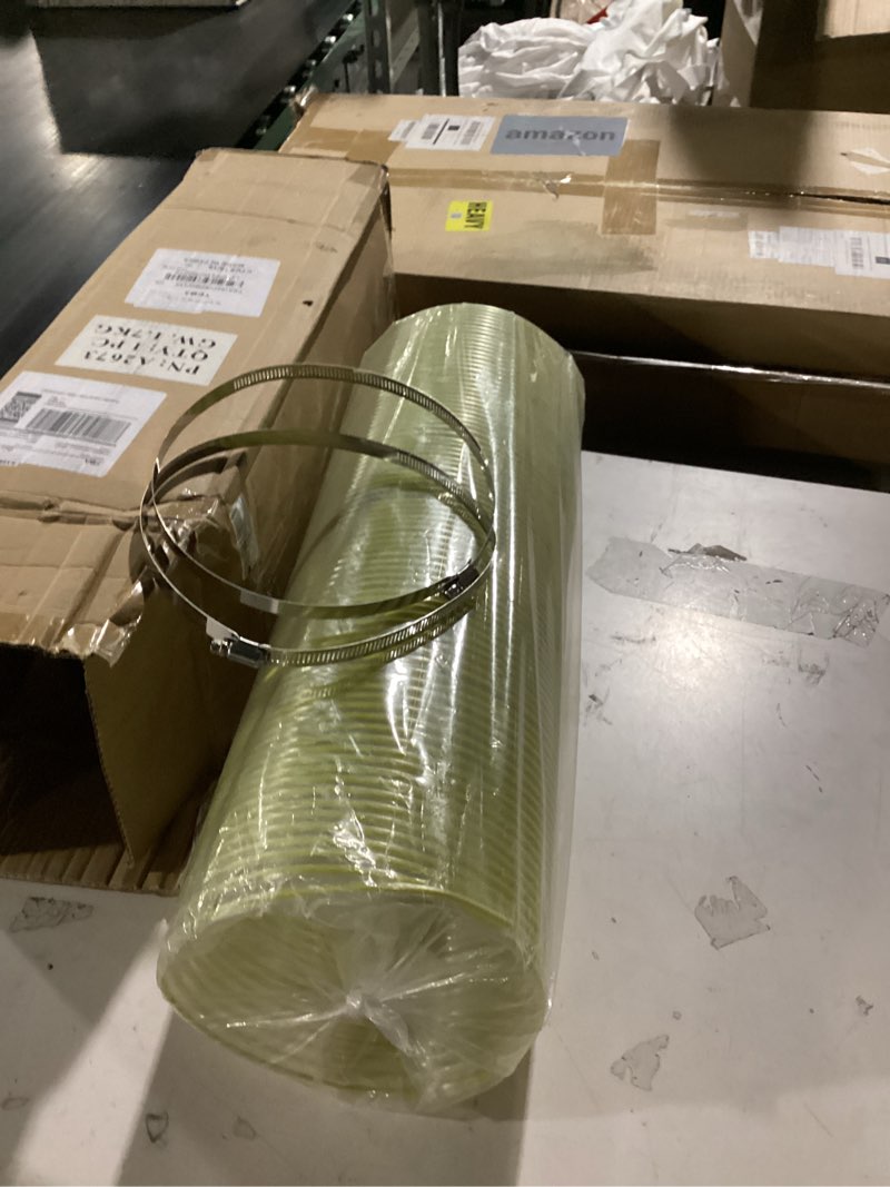 Condition photo showing As Is for polyurethane quality flexible leaf and lawn vac vacuum hose tubing 8 foot of 8 inch fits trac vac agri-fab dr cyclone peco