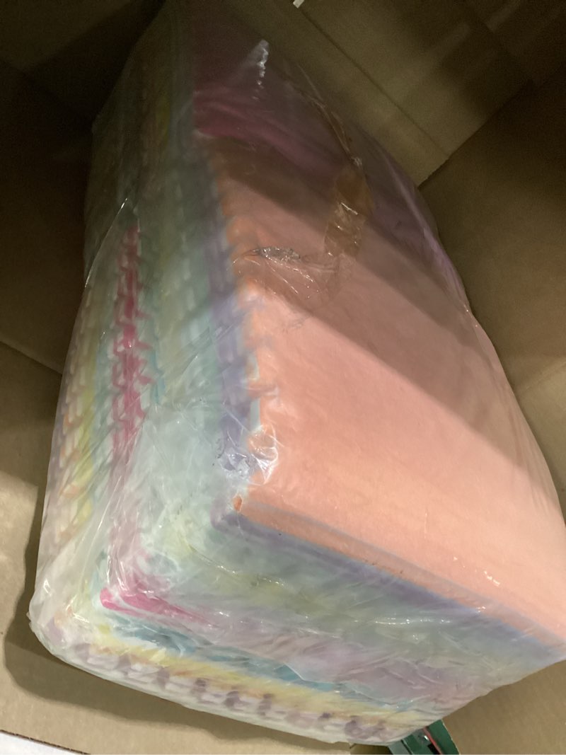 Condition photo showing Good Condition for Tinideya 48 Pcs Plush Interlocking Carpet Tiles, Macaron Colors 12 x 12 x 0.4 Inch Squares EVA Foam 
