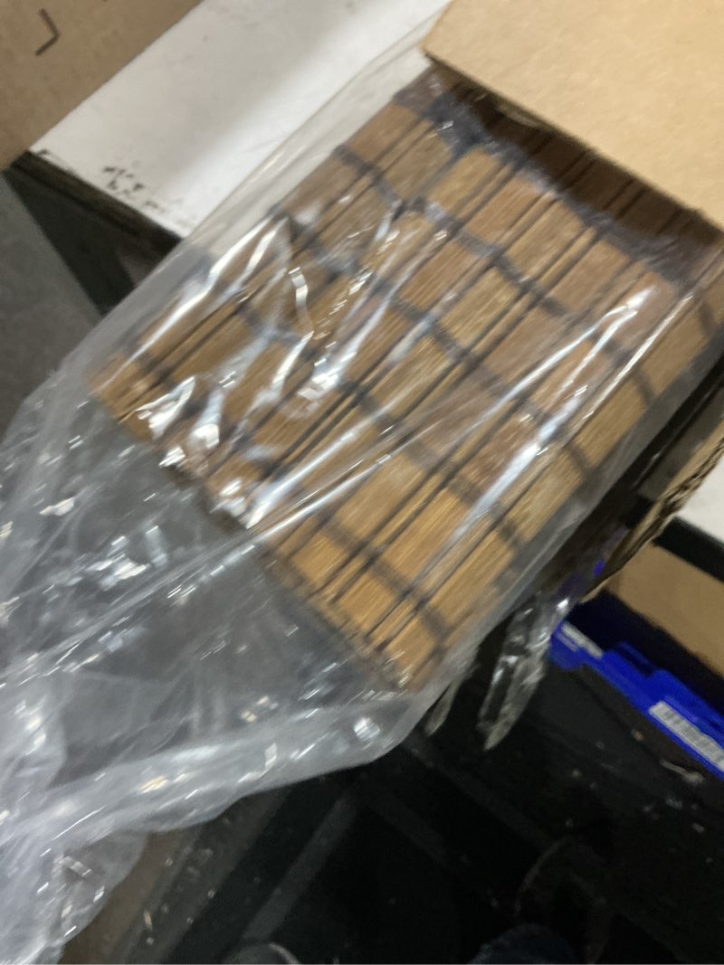 Condition photo showing New/Like New for LazBlinds Cordless Blackout Bamboo Roman Shades, Room Darkening Blinds for Interior Windows, Thermal Insulated Roll Up Bamboo Blinds for Home & Patio, 20" W x 64" H, Penang Teak Blackout - Penang Teak 20" W x 64" H