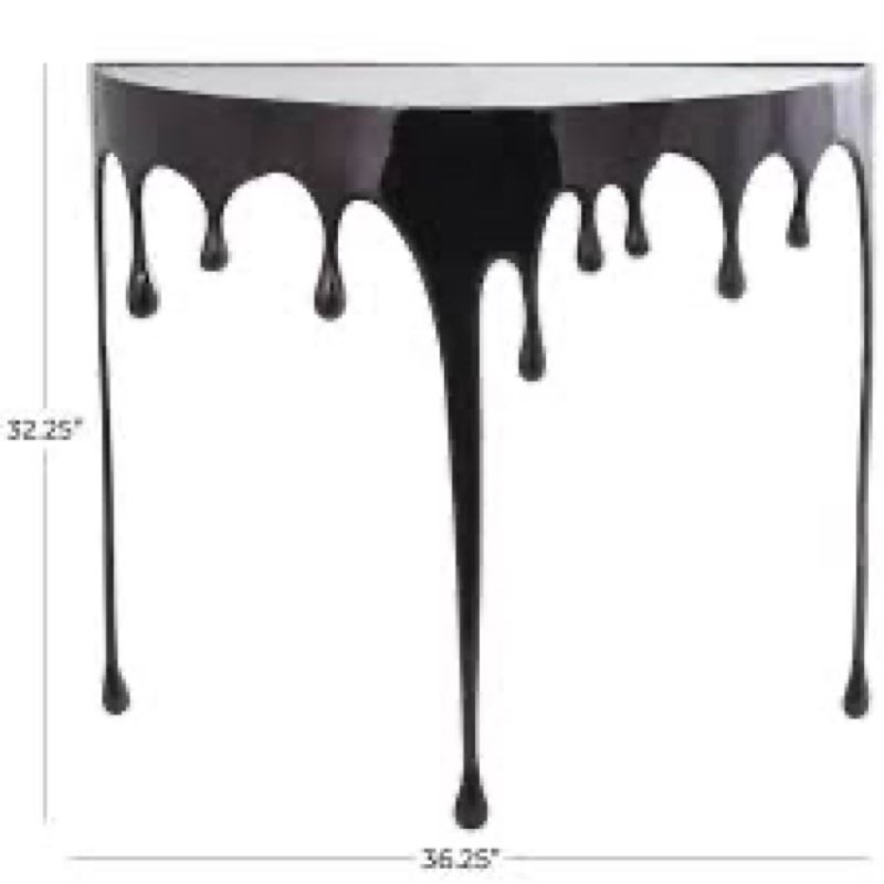 Deco 79 Aluminum Drip Console Table with Melting Designed Legs and Shaded Glass Top, 37" x 14" x 32", Gold