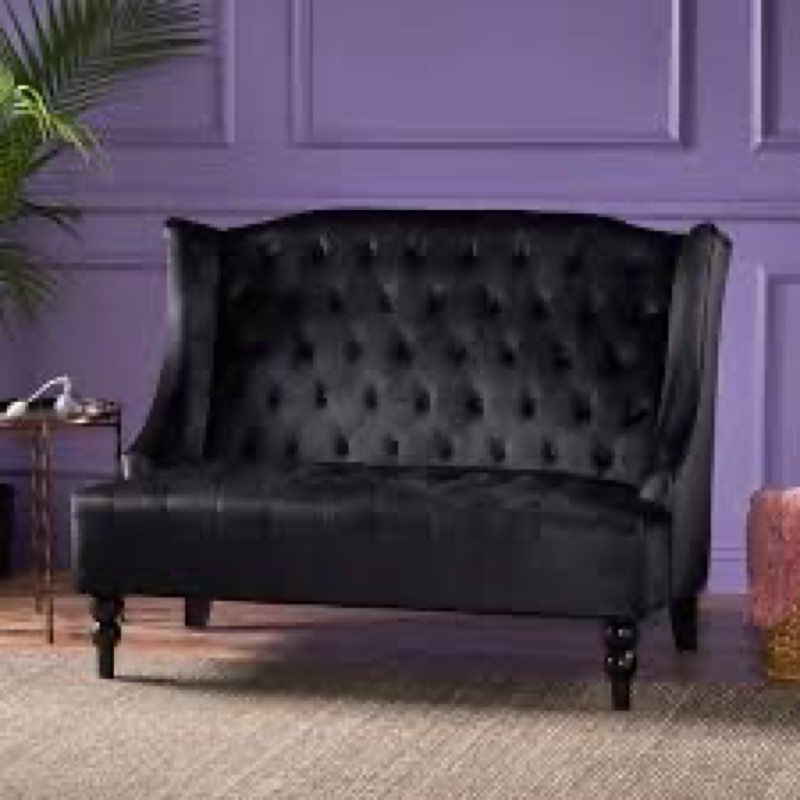 Caroline 50.25 Upholstered Black Loveseat 