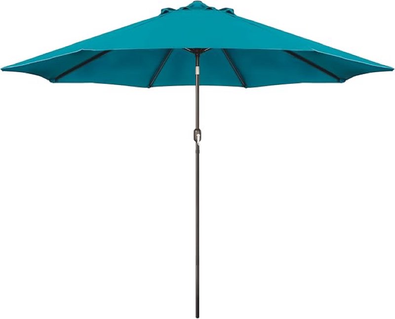 9' outdoor patio umbrella, outdoor table umbrella, yard umbrella, market umbrella with 8 sturdy ribs, push button tilt and crank,color cerulean 