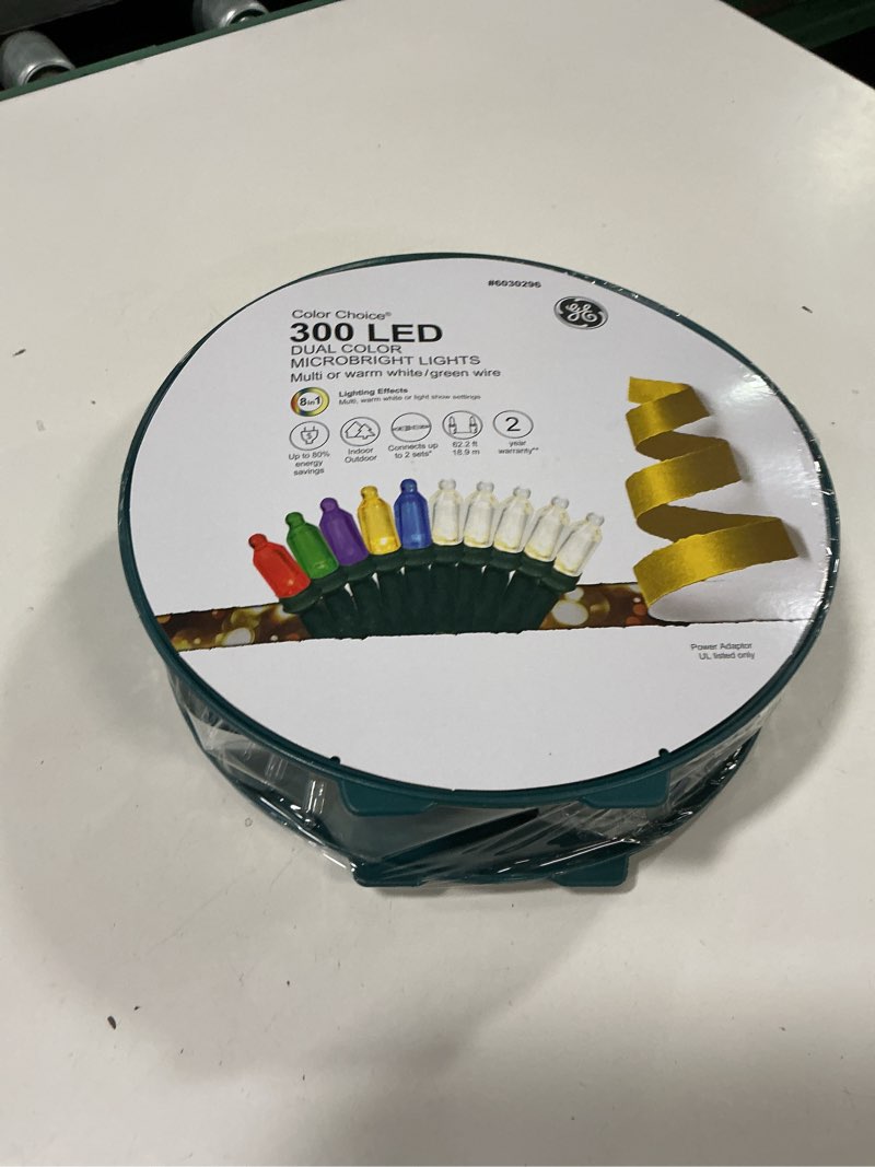 Condition photo showing As Is for GE Color Choice 300 -Count 62.2-ft Multi-function White/Multicolor LED Plug-In Christmas String