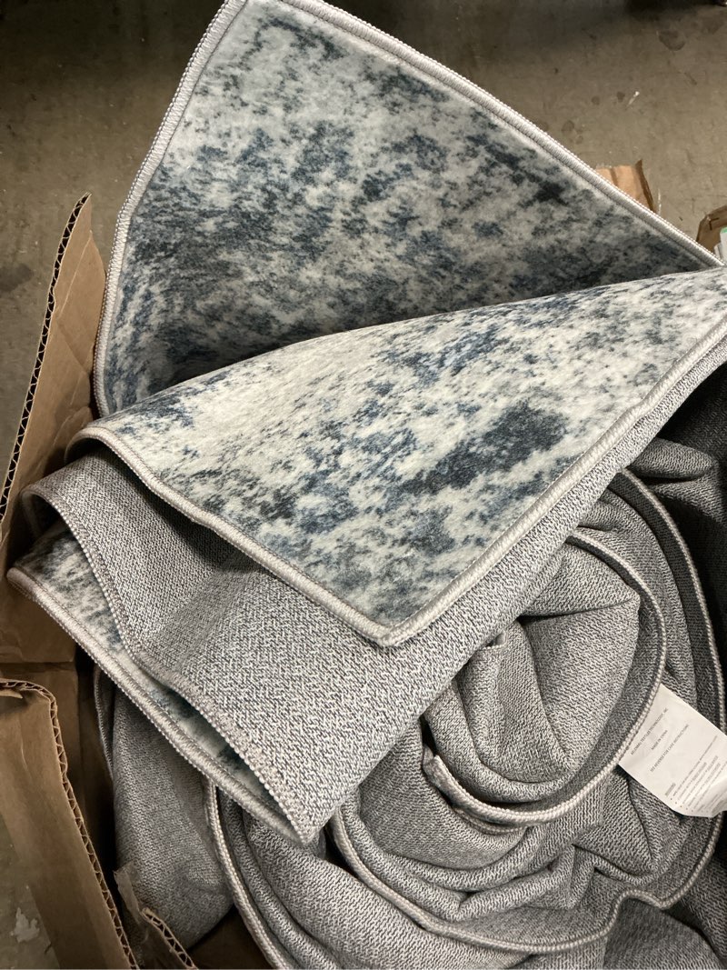 Condition photo showing As Is for 8x10 area rugs for living room rug washable: abstract large rug for dining room bedroom carpet non slip 8 by 10 indoor modern nursery home office blue grey blue/grey 8' x 10' (rectangular)