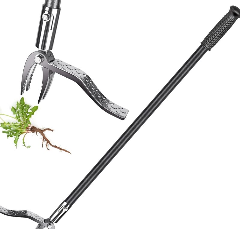 Dolibest 45'' Stand-Up Weeder Puller Tool, Manual Weeding Tool with Curved 4-Claw Steel Head, Non-Slip Handle, Weed Remove Tool for Lawns/Garden Use, Without Bending or Kneeling