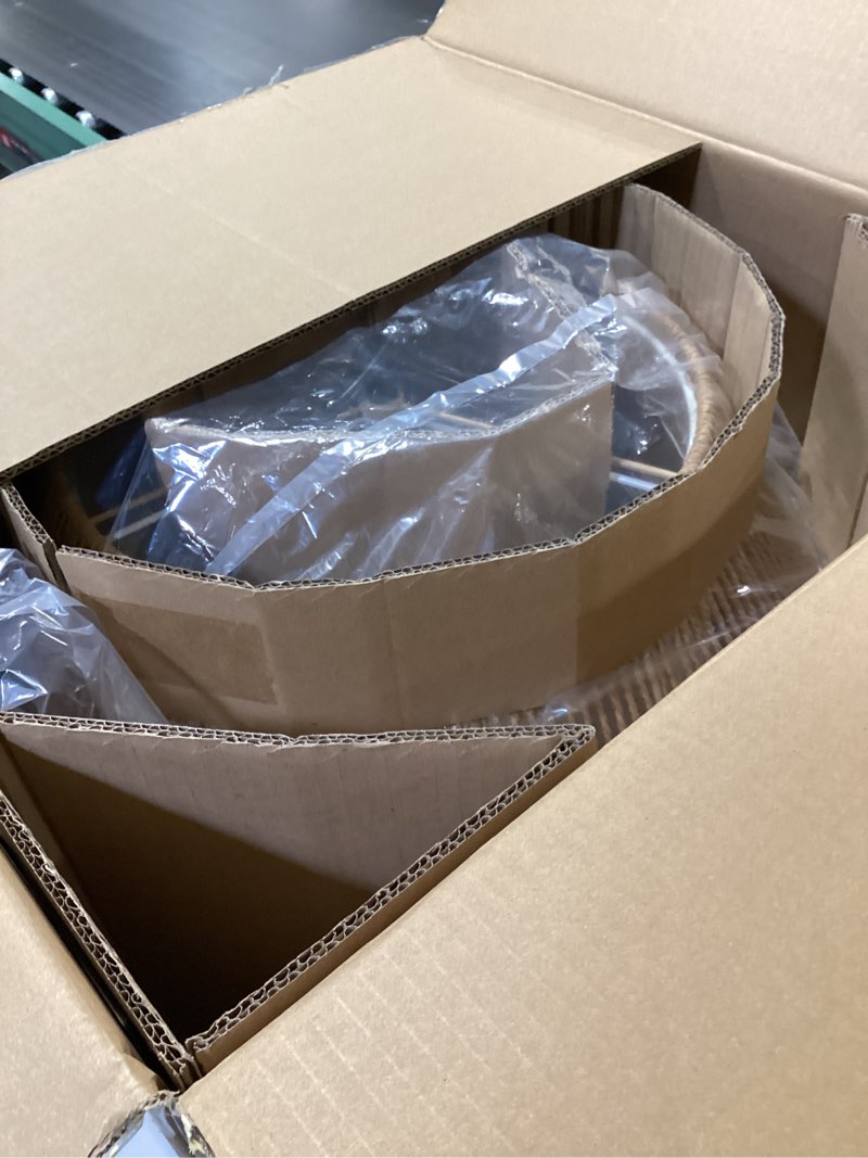 Condition photo showing Good Condition for ELYONA 20" Large Rattan Chandelier Light Fixtures, 4-Lights Boho Pendant Light, Adjustable Woven Chandelier for Dining Room with Fabric Shade, Rustic Hanging Light for Kitchen Island,Living Room