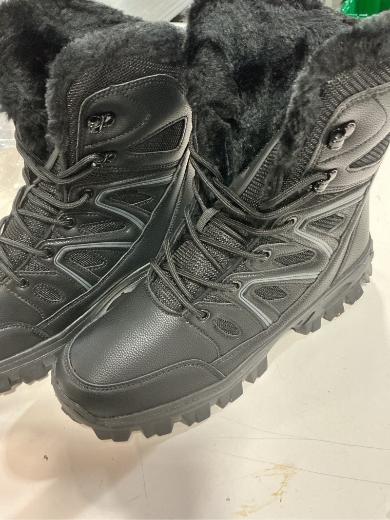 Condition photo showing Good Condition for stepedia men's waterproof snow boots warm insulated faux fur lined mid calf outdoor winter boots, black. size 44