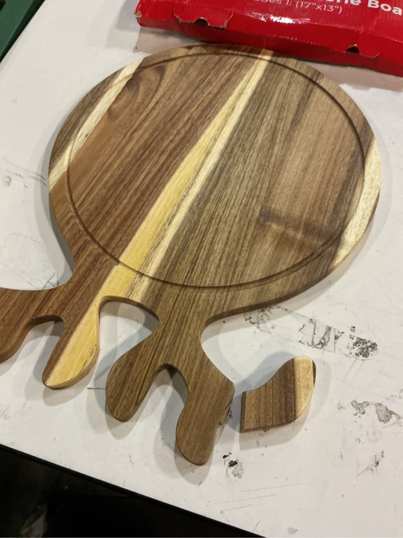Condition photo showing As Is for new – reindeer charcuterie board – acacia wood christmas cutting board (17x13in) holiday serving tray, winter cheese board, wooden christmas platter & kitchen decor gift for festive entertaining