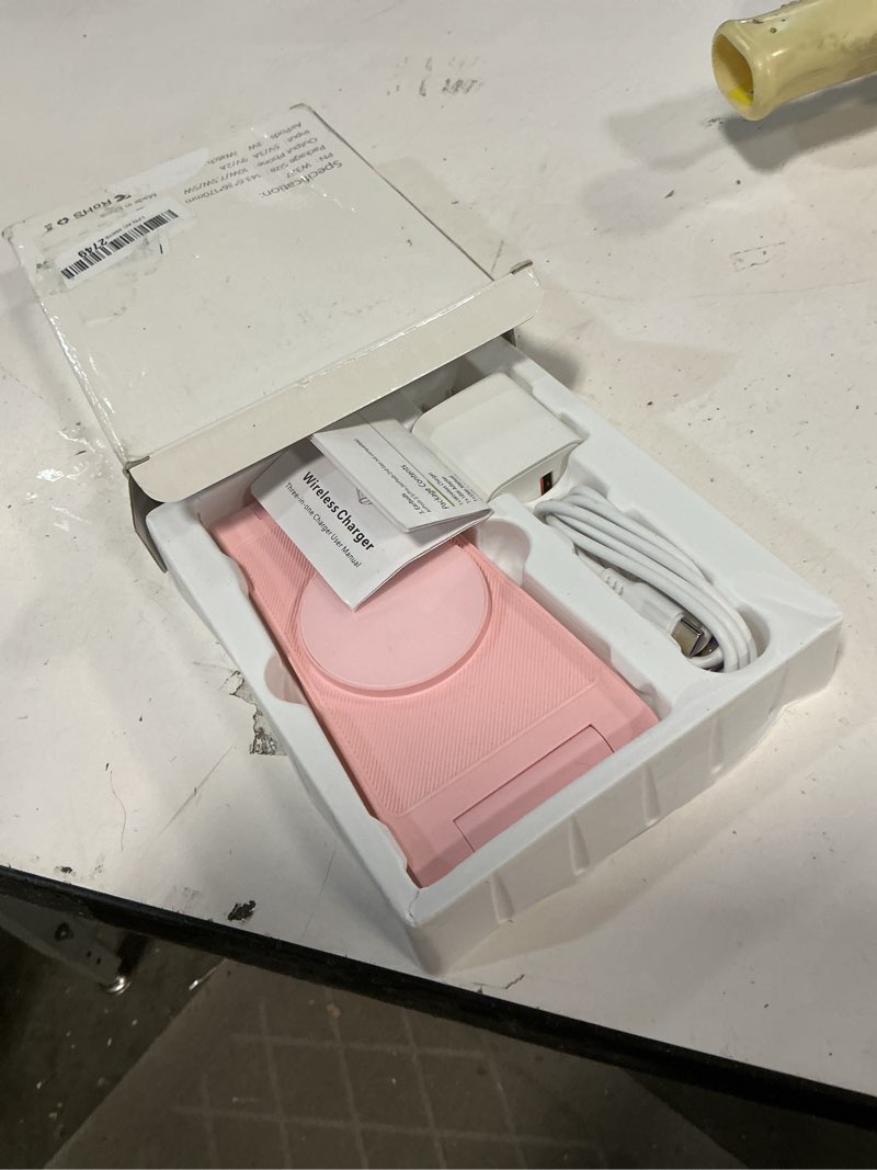 Condition photo showing Good Condition for Magnetic Wireless Charger Stand, 3 in 1 Foldable Wireless Charging Station, Travel Charger for Multiple Devices for iPhone 16 15 14 13 12 Series, Apple Watch Ultra/SE/9/8/7/6/5/4/3/2, AirPods Pink