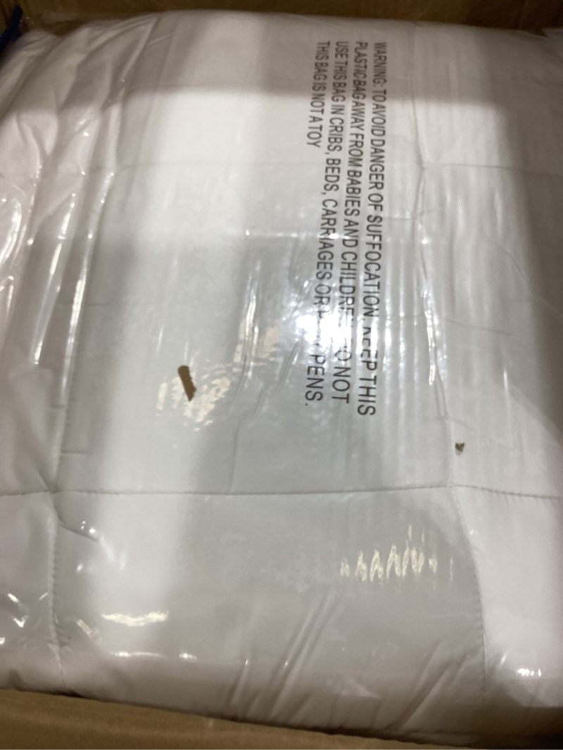 Condition photo showing As Is for serta down illusion soft hypoallergenic 2 inch pillowtop simple fit mattress topper, queen, white queen white