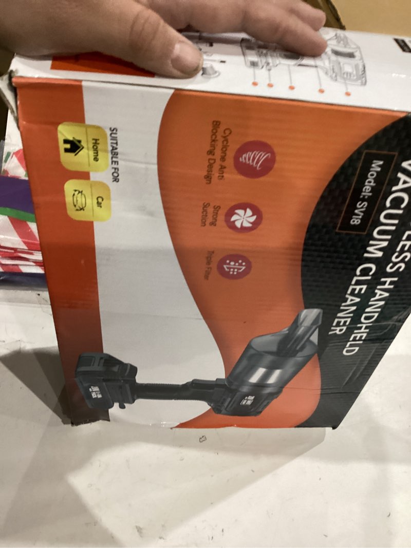 Condition photo showing New/Like New for Handheld Vacuum Cleaner Cordless- 35000PA Strong Suction for Car & Home, Car Vacuum Portable Rechargeable Lightweight for Pet Hair with HEPA Filter, Quick Clean in Office/Desk/Couch (Black)