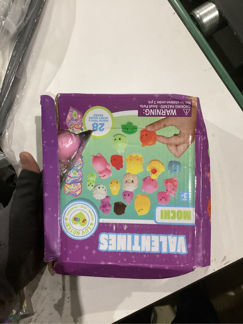 Condition photo showing New/Like New for JOYIN 28 Packs Valentines Day Gifts for Kids Classroom School, Mochi Squishy Toys, Stress Relief Toy with Heart Boxes for Girls Boys Valentines Party Favors, Gift Exchange, Game Prizes Animal with Heart Boxes