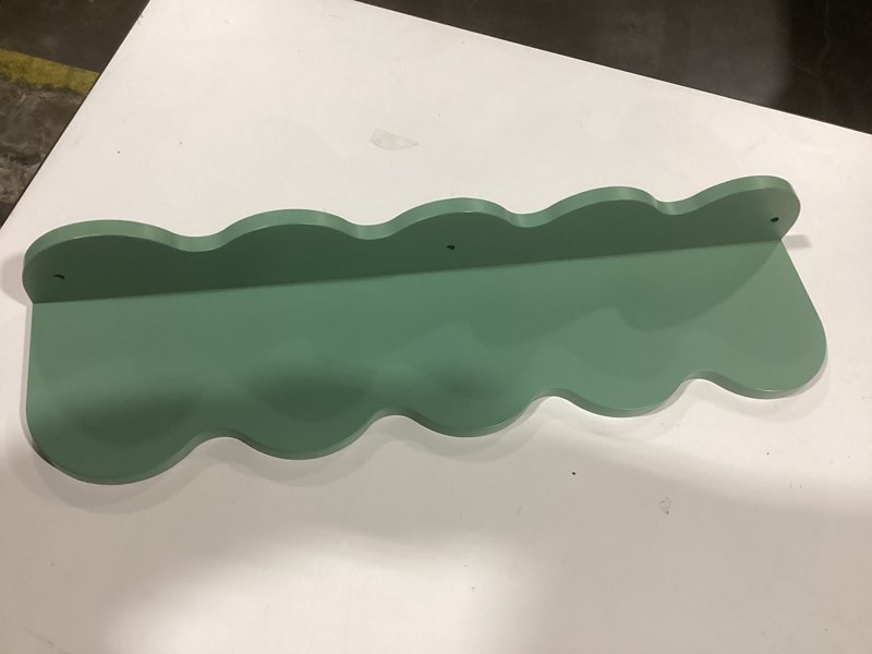 Wood Floating Shelves Wooden Wave Shape Floating Wall Shelf Display Stand Candy Color Crystal Storage Rack Wall Decor for Bedroom Girl Room Decoration(Green)